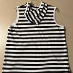 Catalina  Black and White Striped Sleeveless Top With Hoodie Photo 6