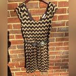 Candie's Black and Gold Vintage Zigzag Mini Dress fully lined with belt Photo 3