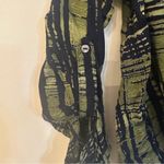 Very J Green and Navy Blouse sz S Long sleeve draped front V-neck Photo 4