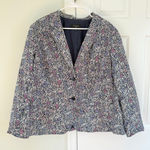 Talbots Blazer 20W Navy Blue Floral Two-Button Jacket Career Cotton Women's Photo 0