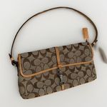 Coach  Signature Jacquard x Leather Demi Pouch 6348 beige Vintage Bagette Y2K Photo 0