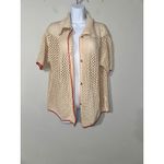 Petal + Pup Women's Crochet Knit Button Down Shirt Top, Collared, Casual Tan Size M Photo 3