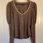 Anthropologie By  Women’s Puff Long Sleeve Knit 1/4 Button Down Henley Size Small Photo 2