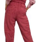 Free People  Vegan Faux Suede Pants Cropped Pants Queen Pomegranate 6 NWT Photo 1