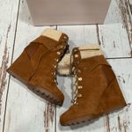 JustFab NIB JUST FAB ERLEEN LACE UP WEDGE ANKLE BOOTS Photo 5