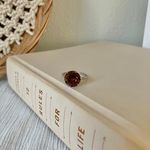 Round Chocolate Stone & Silver Ring “Bronya” Citrine Smokey Quartz Glass Boho Jewelry Brown Photo 7