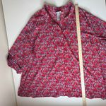 Catherines  Paisley Button Front Shirt Size 4X Red Lightweight Comfy Office Boho Photo 5