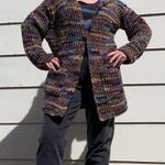 Vintage handmade oversize knit cardigan sweater cozy Purple Size L Photo 0