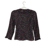 Madewell  Silk Ruffle-Hem Wrap Top Size XXS Starry Night Black Red White Blue Photo 6