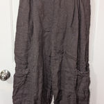 Grizas Linen Wide Leg Pocket Cuff Pants Women's Large Light Brown Photo 0