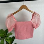 Alice + Olivia Eliana Smocked Crop Top Size XS in Pink Photo 4