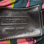 Nordstrom Black Leather Pink Stitching Double Handle Small Handbag Purse Mod Photo 6