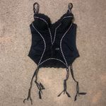 Adore Me  Floral Lace‎ Polka Dot Mesh Satin Corset Bustier Black Pink Ribbon 34B Photo 1