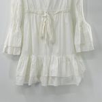 Intermix White Bennet Smocked Sleeve Short Tiered Ruffle Dress Tie Front Sz Sm Photo 6