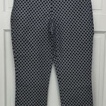 Adrienne Vittadini  Navy and White Trellis Geometric Pattern Trousers - Size 8 Photo 0