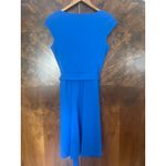 Karen Millen Belted Dress GORGEOUS COLOR Blue V-Neck Size US 6 Office Career Photo 5