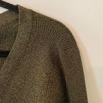 STAUD NWT Women Large Craftsman Sweater Gold Metallic Cardigan Off-the-Shoulder Photo 3