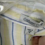 Coldwater Creek  Linen Shirt Yellow Stripe Floral Embroidered Cottage Size M Photo 10