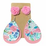 None Women's Floral Earring Set Pink Rose Studs Rose Dangles Teardrop Dangles Fashion Photo 1