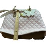 Betsey Johnson  Quilted Satchel Pink Faux‎ Leather Butterfly Charm Shoulder Bag Photo 3