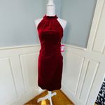 Vince Camuto Red/Burgundy Velvet Draped Ruched Halter Neck Dress NWT 6 Photo 4