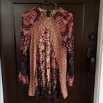 Free People Like New  Stevie Tunic Top / Minidress Black Combo Pattern Small $128 Photo 5