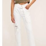 Marissa Webb Jeans Women 26 Travis Distressed Straight Leg Belted High Rise Pant White Photo 0