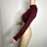 Calvin Klein  Maroon Logo Long Sleeve Crop Top Photo 1