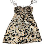 Commense Women's Daisy Printed Floral Short Dress Sz XS Black Yellow Summer NWT Photo 9