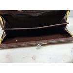 Vintage Mark Cross Checkbook Wallet 7" Brown Kiss Lock Bifold Soft Leather Italy Photo 2