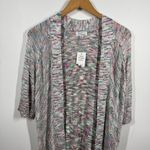 Ponsesa Cardigan Women XL NWT Rainbow Shark Bite Hem Short Sleeve Spring FA3306J Blue Photo 1