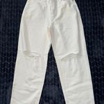 Madewell  Women's Ripped Knee‎ Baggy Straight Leg Jeans Raw Hem White Size 29 Photo 0