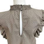 ZARA Plaid Puff-Sleeve Mini Dress Women’s Size M Smocked Neckline Brown Chic Photo 4