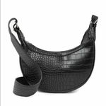 Leather Crocodile Embossed Bag Black Photo 12