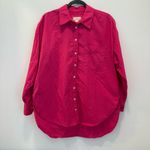 Maeve  by Anthropologie Bennet Button Down Shirt Bright Pink Oversized M Photo 3