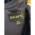 XScape Navy ROSETTE Off the Shoulder RUFFLE Sleeve RUCHED Waist GOWN Size 4 Photo 7