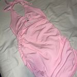 Baby Pink Sleveless Halter Ruched Dress NWT Photo 2