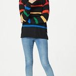 Peace Love World NWT,  Rainbow Striped Sweater, Sz L Photo 0