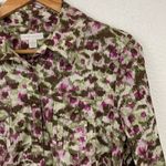 Charter Club  Pink Green Abstract Watercolor Floral Button Down Shirt Size 14 Photo 1