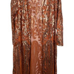 Southern Fried Chics Sequin Open Duster Kimono Long Sleeve Bronze XL NEW Gold Photo 0