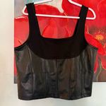 Anthropologie  Maeve Crop Tank Corset Size XL Black Faux Leather Stretch Photo 1