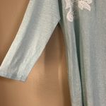 Lane Collection Tunic Sweater Sz 1X Linen/Rayon Blend Embroidered Floral Patch Green Photo 1