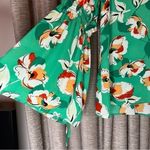 Rose + Olive  Kelly Green Floral Print Bell Sleeve Blouse Size Medium Photo 8