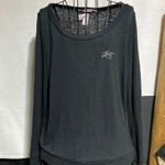 Victoria's Secret  Black Embroidered LOVE Burnout Shirt Long Sleeve Womens​​​ Photo 0
