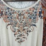 Miss Me Top S Cream Paisley Boho Lace Back Mixed Print Western Festival Y2K Photo 3
