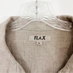 Flax  Linen Buttondown Tunic Relaxed Shirt Size Large in Tan Beach Summer Photo 4
