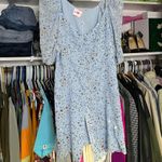 Buddy Love jennifer puff sleeve gold metallic star dress baby blue mini dress S Photo 4