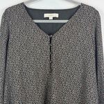 Loft Top Women's Small Black Ditsy Floral Popover Blouse Cottage Office Career Photo 1