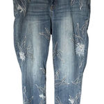 Chico's Chico’s The So Slimming Girlfriend Jeans Blue Floral Embroidered Boho Casual Photo 0