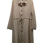 Sacred Threads One Size Beige Long Sleeve Button Up Asymmetric Hem Shirt Dress Photo 0